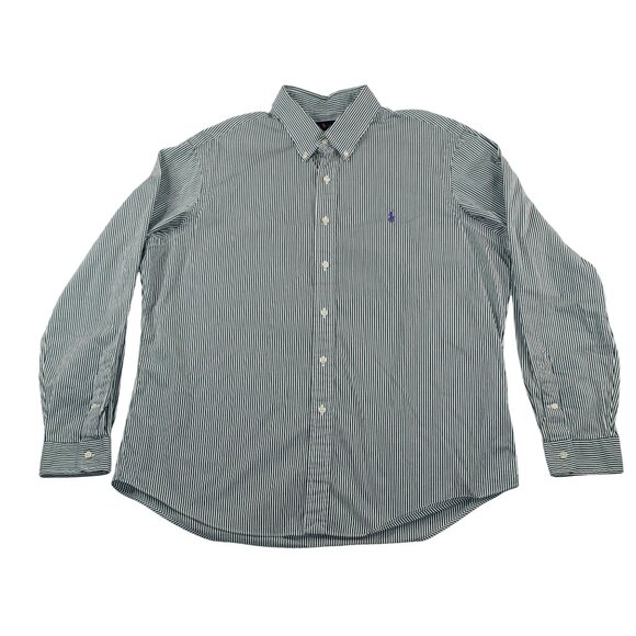 Ralph Lauren Other - Ralph Lauren Mens XL Button Down Dk Green Striped Dress Shirt Office Travel
